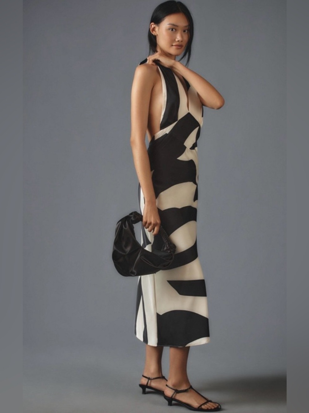 NWT Anthropologie Revolve Bardot Zebra Midi Dress Black And White Size 6 - Picture 2 of 6